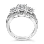 .925 Sterling Silver 1.0 Cttw Diamond Engagement Ring and Soldered Wedding Band Set