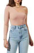 Twist Back One Shoulder Bodysuit - Blush