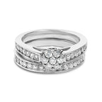 Sterling Silver 1/2 Cttw Diamond Cluster Flower Bridal Set