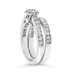 Sterling Silver 1/2 Cttw Diamond Cluster Flower Bridal Set