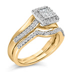 14K Yellow Gold Plated Sterling Silver 1/2 Cttw Princess Square Diamond Bridal Set
