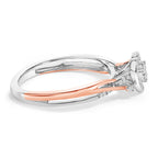 14K Rose Gold Plated Sterling Silver 1/10 Cttw Diamond Heart Motif Ring