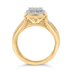 14K Yellow Gold Plated Sterling Silver 1/2 Cttw Diamond Square Cluster Bridal Set