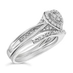 Sterling Silver 1/5 Cttw Diamond Heart Motif Bridal Set