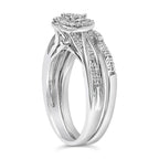 Sterling Silver 1/5 Cttw Diamond Heart Motif Bridal Set