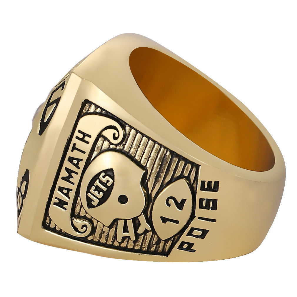 New York Jets Super Bowl III Championship Ring & Trophy Set   – Replica Collectible Gift for Fans