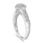 Sterling Silver Diamond Accent Round Cluster Halo Ring