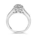Sterling Silver Diamond Accent Round Cluster Halo Ring