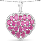 5.00 Carat Genuine Ruby and White Diamond .925 Sterling Silver Pendant
