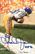 Charlie Joiner HOF Autographed/Inscr Goal Line Art GLAC Postcard Chargers JSA