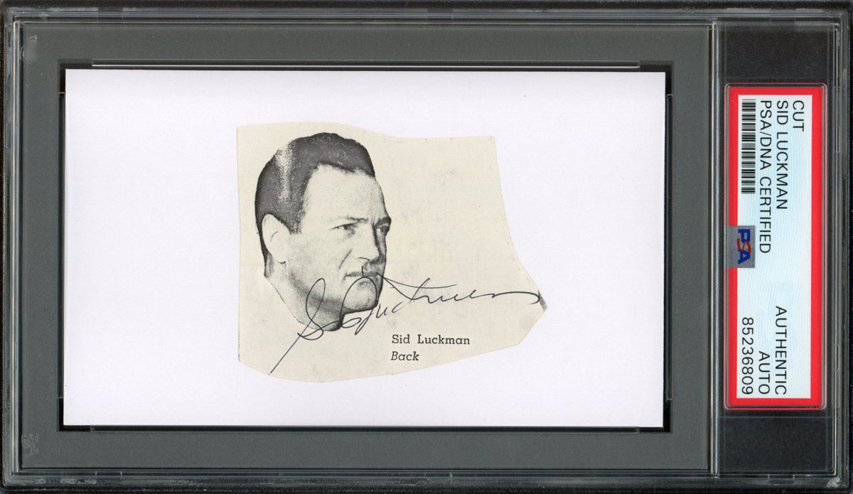 Sid Luckman HOF Signed/Auto Cut Photo on 3x5 Card Bears PSA/DNA 188244
