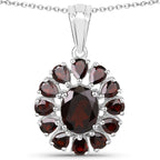 13.82 Carat Genuine Garnet and White Topaz .925 Sterling Silver 3 Piece Jewelry Set (Ring, Earrings, and Pendant w/ Chain)