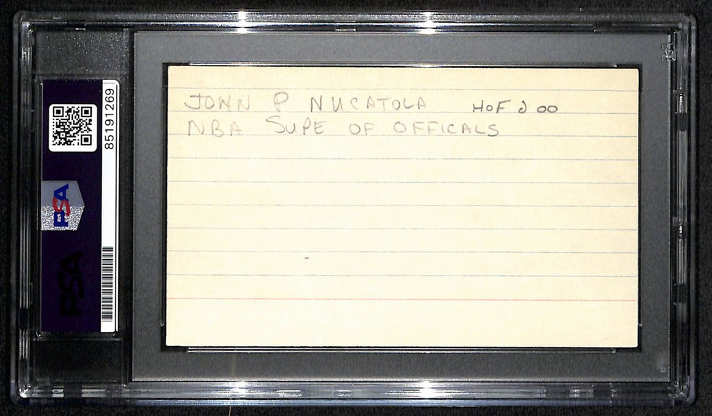 John Nucatola HOF Signed/Auto 3x5 Index Card NBA Referree PSA/DNA 188552