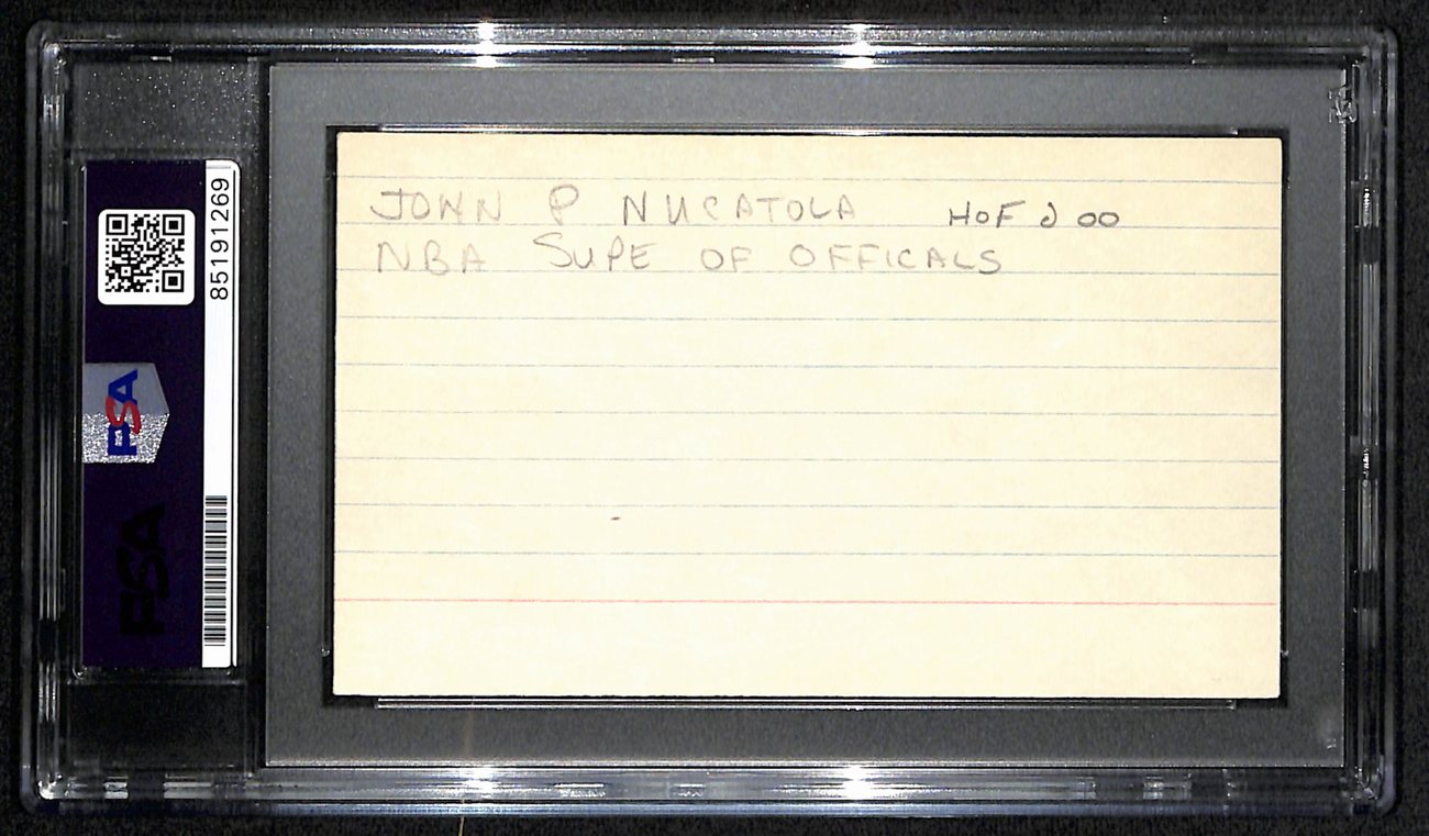 John Nucatola HOF Signed/Auto 3x5 Index Card NBA Referree PSA/DNA 188552