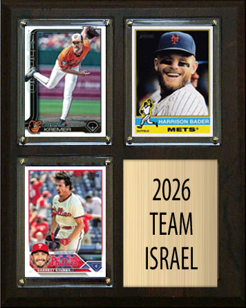 2026 WBC Team Israel 3 Card Plaque Topps Harrison Bader Garrett Stubbs Dean Kremer
