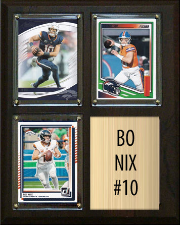 Bo Nix 3 Card Plaque Donruss Fleer Topps 2025 2023 2024 Denver Broncos