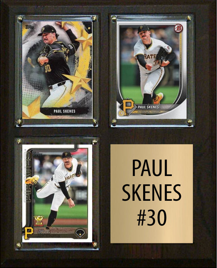 Paul Skenes 2025 2024 3 Card Plaque Topps Bowman Pittsburgh Pirates