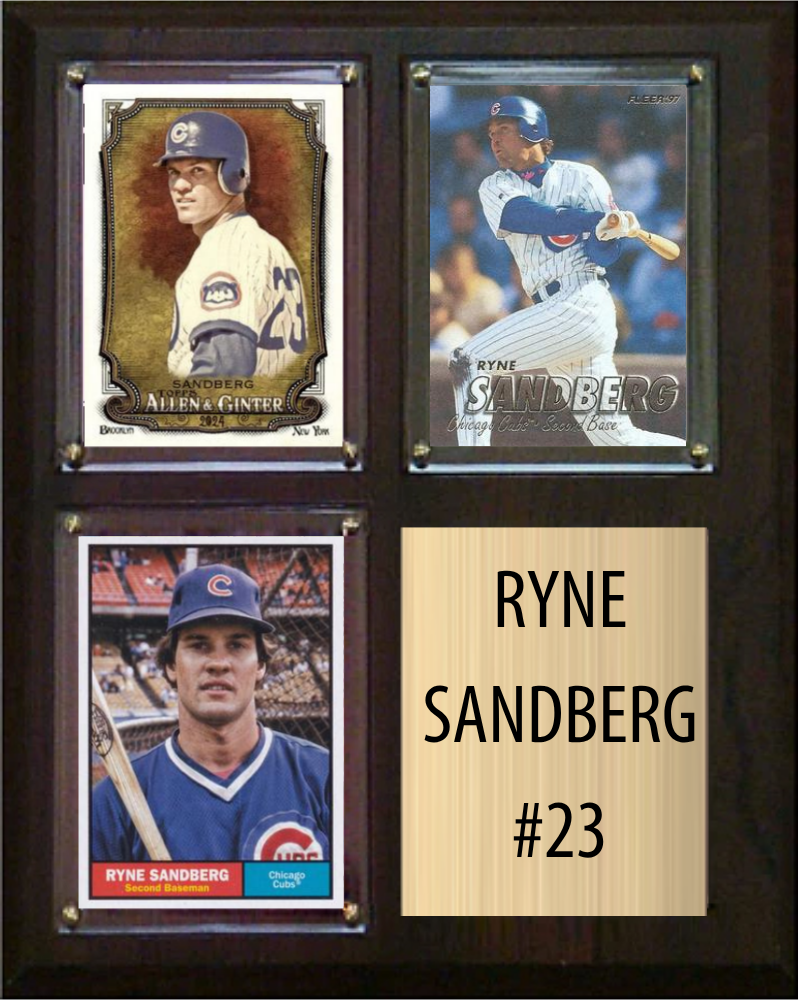 Ryne Sandberg Chicago Cubs HOF Fan Gift Plaque 8x10 3 Cards Topps Donruss Panini 2024 2025 2026