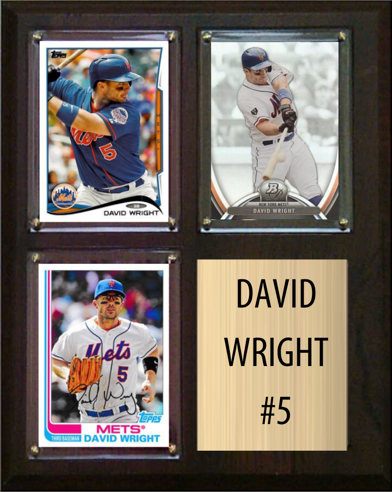 David Wright New York Mets Fan Gift Plaque 8x10 3 Cards Topps Donruss Panini 2024 2025 2026