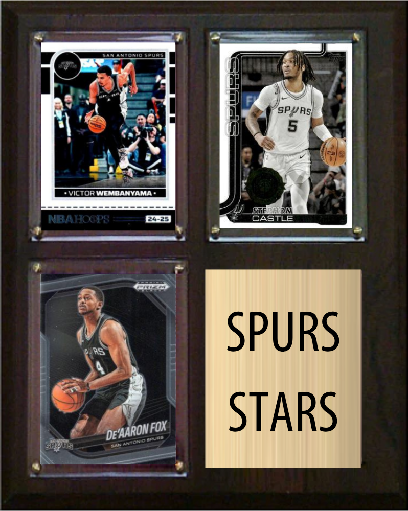 Wembanyama Castle Fox 2025-2026 San Antonio Spurs Fan Gift Plaque 8x10 3 Cards Topps Donruss Panini 2024 2025 2026