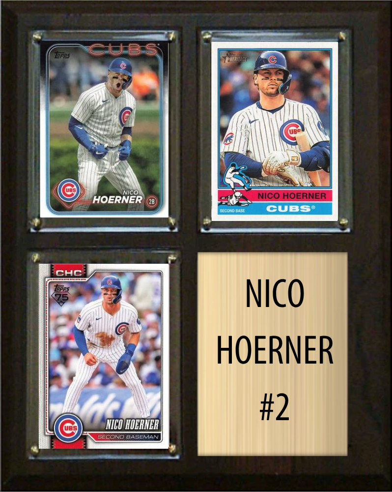 Nico Hoerner 3 Card Plaque Topps Bowman 2026 2025 2024 Chicago Cubs
