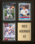 Nico Hoerner 3 Card Plaque Topps Bowman 2026 2025 2024 Chicago Cubs