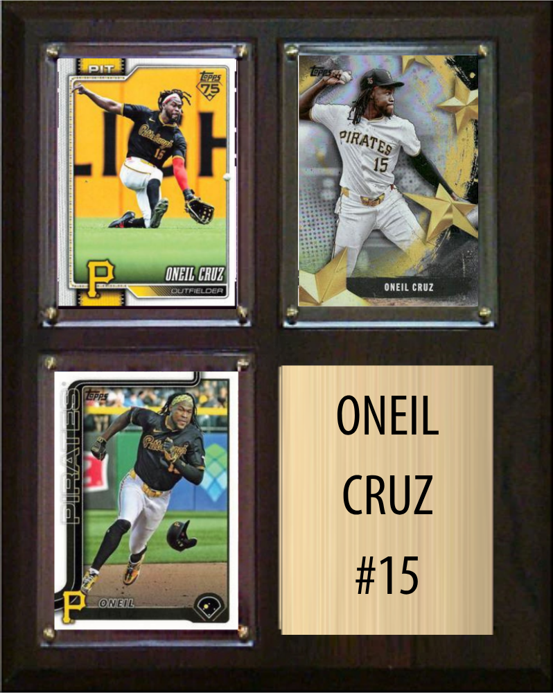 Oneil Cruz Pittsburgh Pirates 3 Card Fan Gift Plaque Topps Bowman Donruss 2024 2025 2026