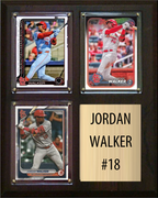 Jordan Walker St. Louis Cardinals 3 Card Fan Gift Plaque Topps Bowman Donruss 2024 2025 2026