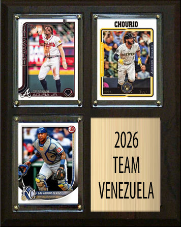 2026 WBC Team Venezuela 3 Card Plaque Topps Ronald Acuna Sal Perez Jackson Chourio
