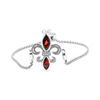 .925 Sterling Silver Marquise Garnet  and Diamond Accent Lariat 4â€-10â€ Fleur De Lis Adjustable Bolo Bracelet (H-I Color, SI1-SI2 Clarity)