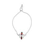 .925 Sterling Silver Marquise Garnet  and Diamond Accent Lariat 4â€-10â€ Fleur De Lis Adjustable Bolo Bracelet (H-I Color, SI1-SI2 Clarity)