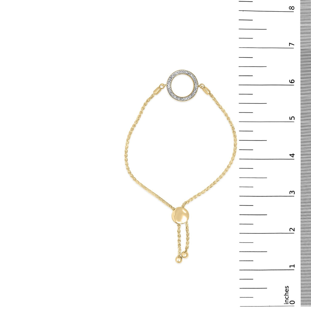 Gold Vermeil Diamond Accent Circle Lariat Bolo Bracelet