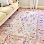 Luella Pastel Pink Cream Modern Oushak Rug
