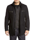 Cole Haan Signature Men's Wool Melton Coat with Nylon Bib, Black, X-Large