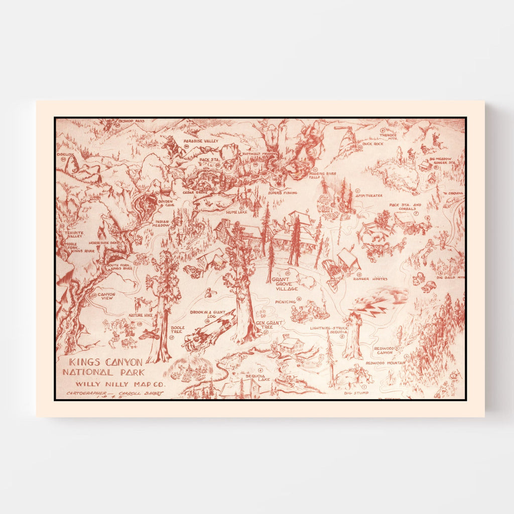 Vintage Map of Kings Canyon National Park, 1945
