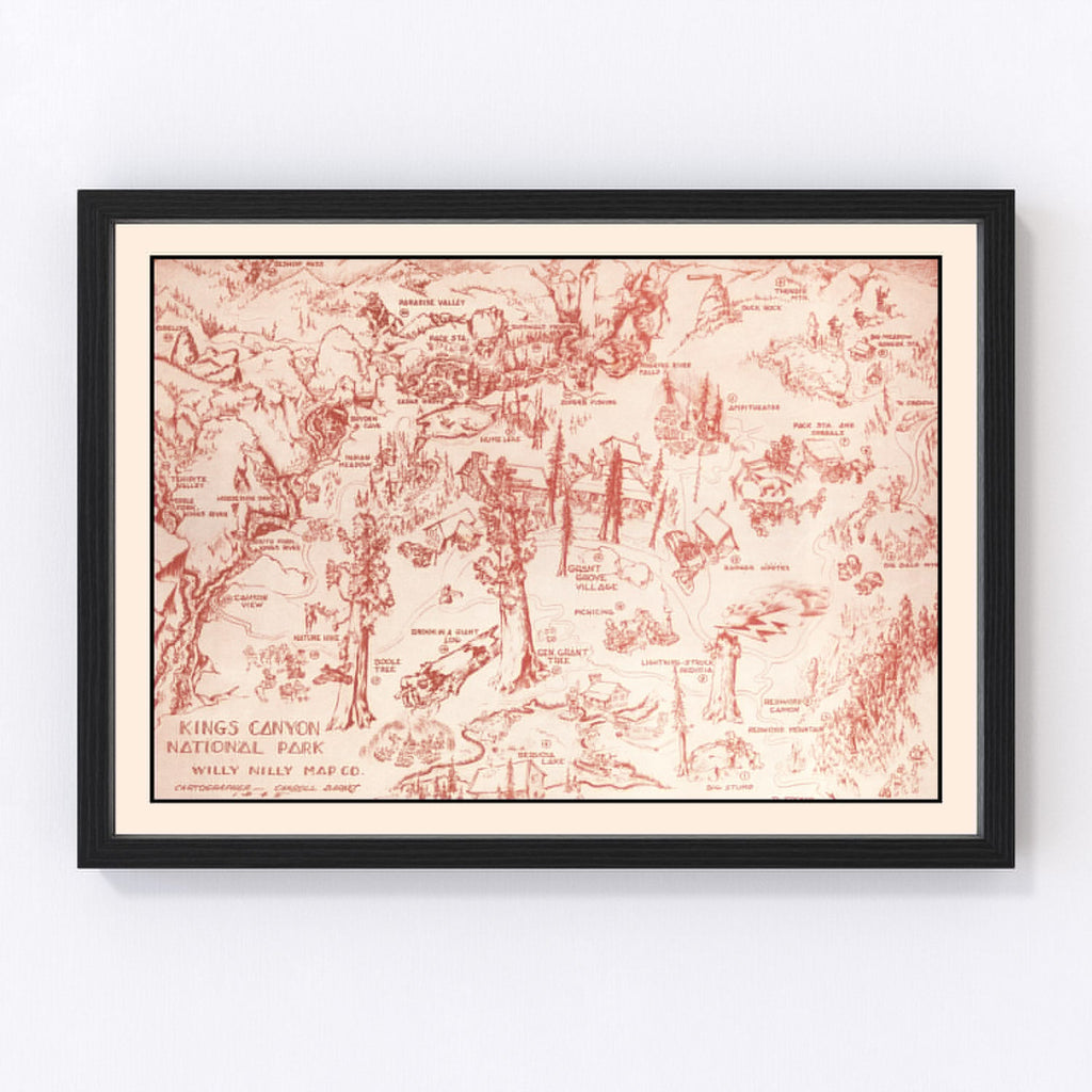 Vintage Map of Kings Canyon National Park, 1945