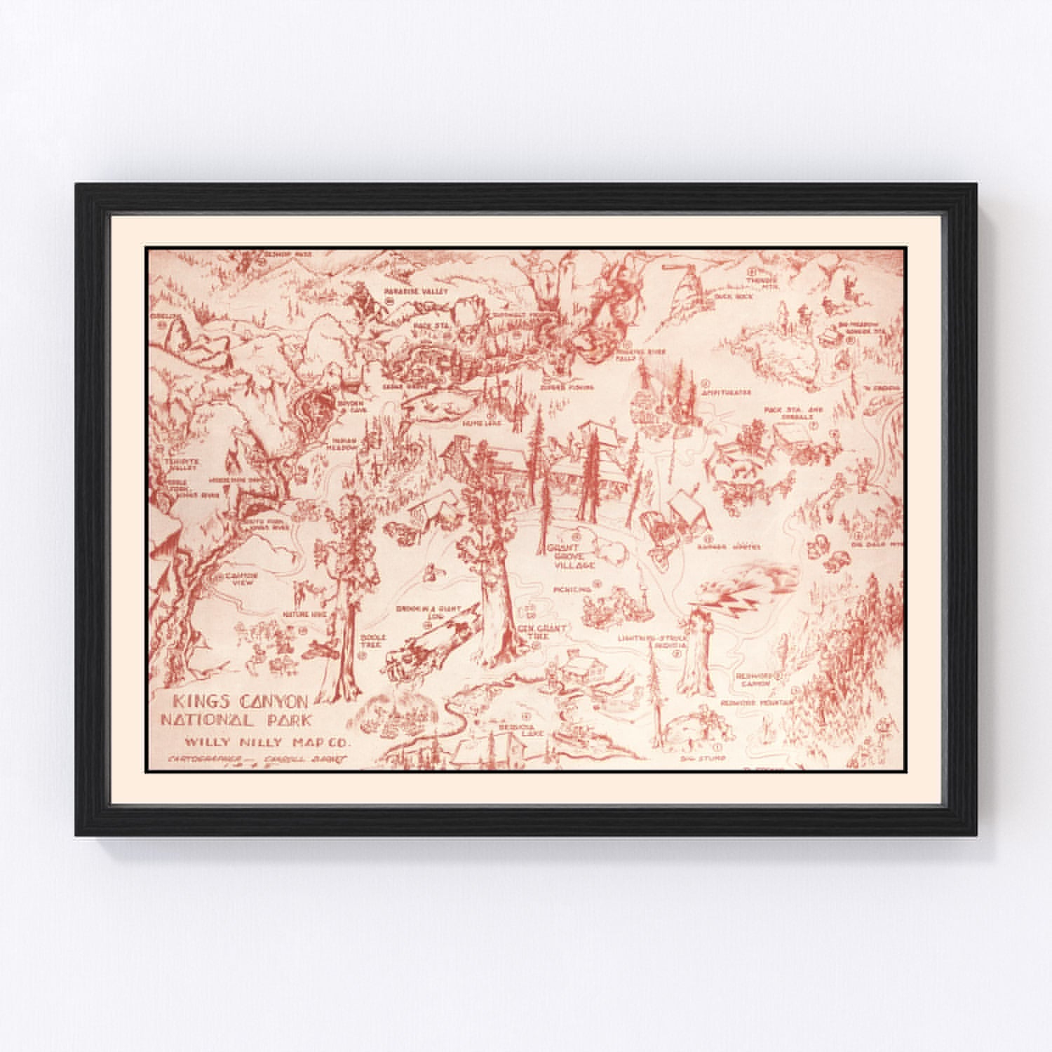 Vintage Map of Kings Canyon National Park, 1945