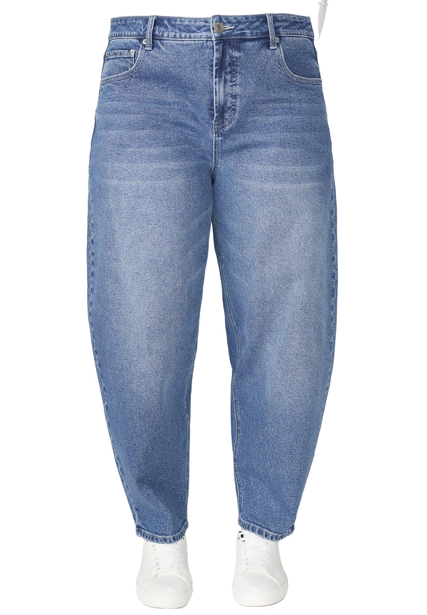ELOQUII Women's Plus Size The Barrel Leg Jean - 16, True Dark Rinse Denim