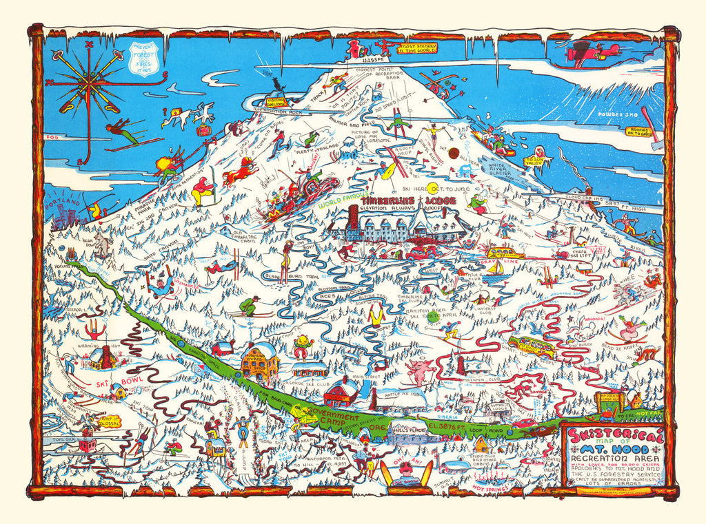 Vintage Map of Mt. Hood Recreation Area, 1939