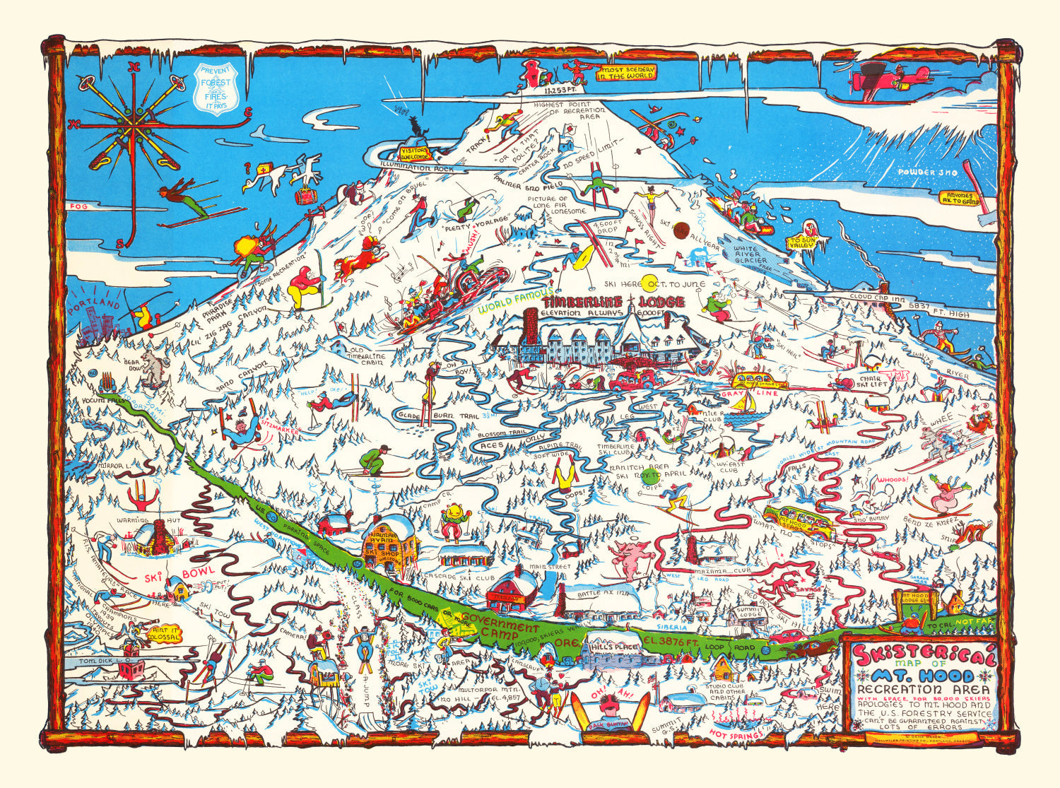 Vintage Map of Mt. Hood Recreation Area, 1939
