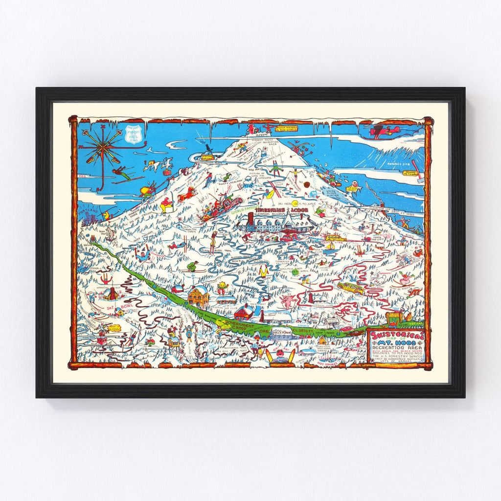 Vintage Map of Mt. Hood Recreation Area, 1939