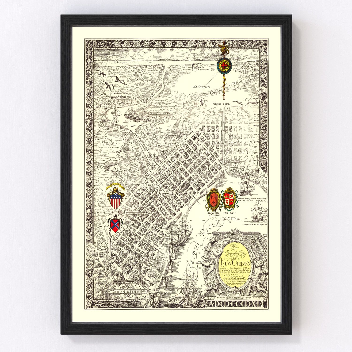 Vintage Map of New Orleans, Louisiana 1930