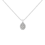 .925 Sterling Silver 1 1/2 Cttw Diamond Oval Cluster Pendant Necklace (I-J Color, I2-I3 Clarity) - 18"