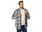 LL Bean Men's Sherpa Lined Flannel Shirt - Indigo Tartan