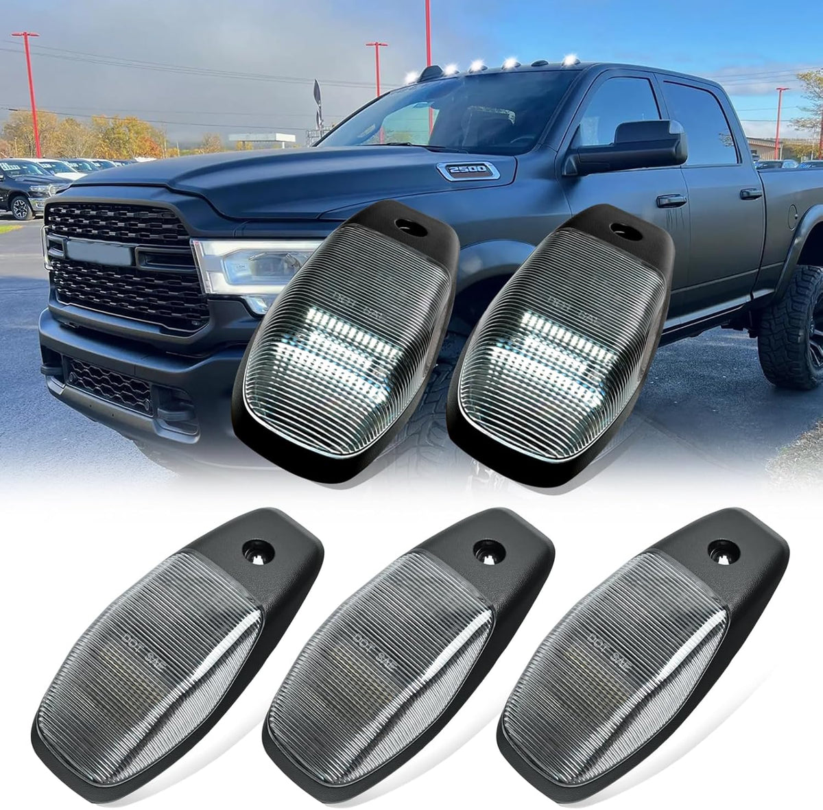 2019-2026 Ram HD Clear Smoked White Amber LED Roof Cab Lights