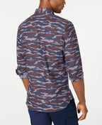 American Rag Mens Cotton Camouflage Button-Down Shirt Navy L