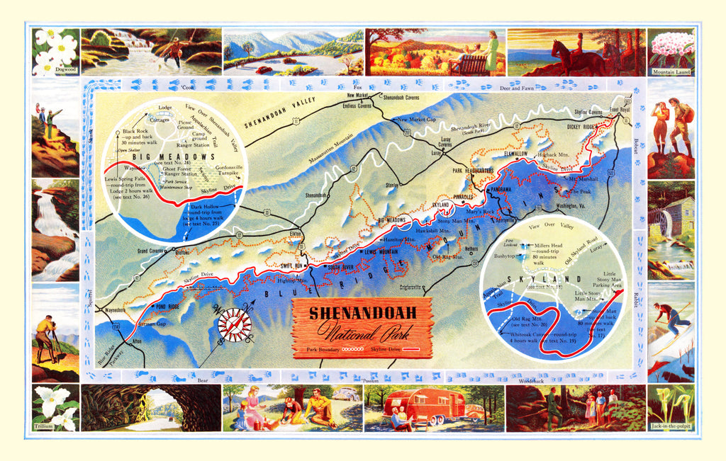 Vintage Map of Shenandoah National Park, 1947
