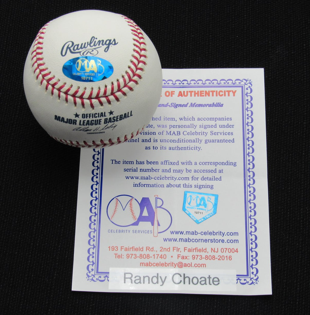 Randy Choate Signed/Auto Yankees 100th OML Baseball MAB Inscr 187051