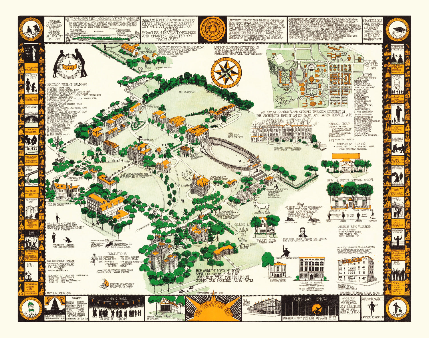Syracuse University Vintage Map 1928