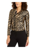 Anne Klein Women's Printed Jacquard Moto Jacket - Brown
